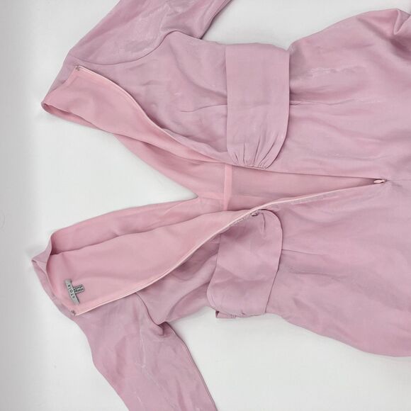 Atoir Fier on Fire Dress sz 10, Pink Ruffle Split, Linen Blend Coquette Designer - Picture 4 of 12